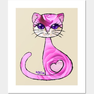 Pink Rose Cat Posters and Art